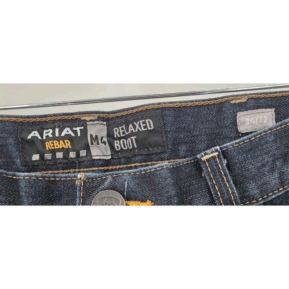ARIAT REBAR M4 RELAXED DURASTRETCH BOOT JEANS MENS SIZE 34 X 32 KNIFE POCKET EUC - Picture 6 of 14